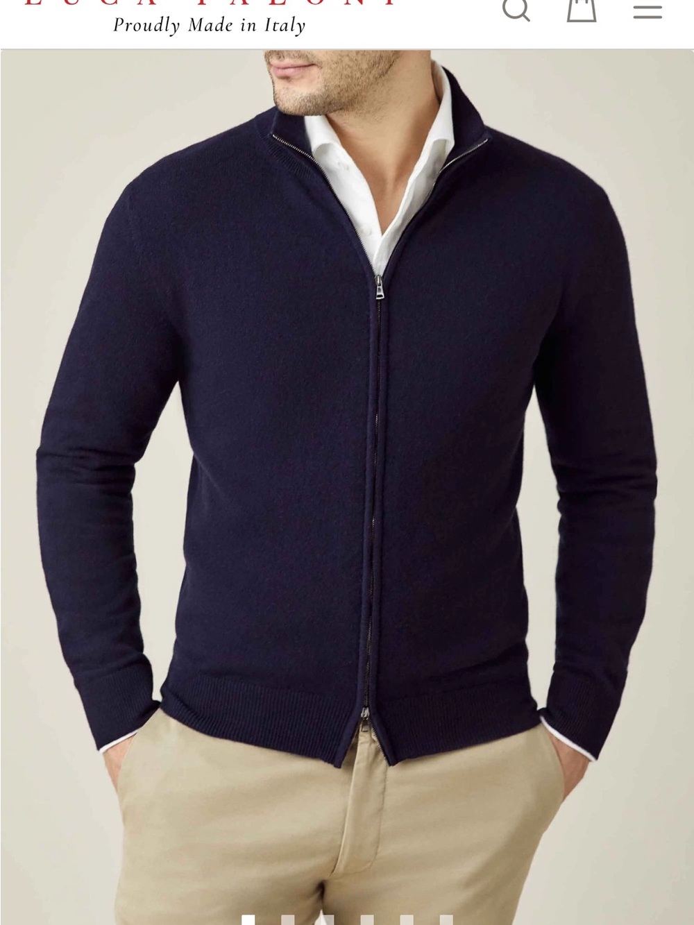 Luca Faloni Zip Cardigan
2-PLY CASHMERE
Midnight blue size M